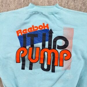 Vintage Reebok Pump It Up Sweatshirt Light Blue Graphic Crewneck Mens Large L